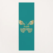 Turquoise groene gouden vlinder naam yogamat (Voorkant)