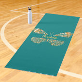 Turquoise groene gouden vlinder naam yogamat