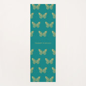 Turquoise groene gouden vlinders naam yogamat (Voorkant)