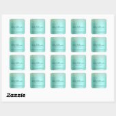 Turquoise groene kapsalon make-up artiest modern vierkante sticker (Vel)