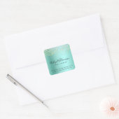 Turquoise groene kapsalon make-up artiest modern vierkante sticker (Envelop)