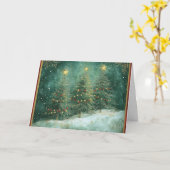 Turquoise groene kerst met gouden accenten kaart (Gele Bloem)