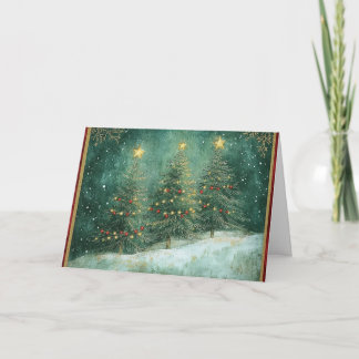 Turquoise groene kerst met gouden accenten kaart