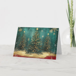 Turquoise groene kerst met gouden accenten kaart