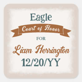 Turquoise groene, koperbruine feestfavor sticker