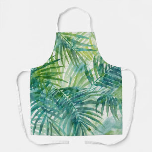 Turquoise Groene Palmbladeren Tropische Aquarel Ku Schort