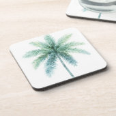 Turquoise Groene Palmboom Bier Onderzetter (Linkerzijde)