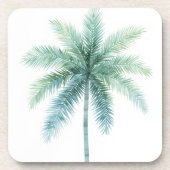 Turquoise Groene Palmboom Bier Onderzetter (Voorkant)