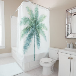 Turquoise Groene Palmboom Douchegordijn