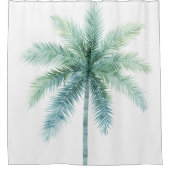 Turquoise Groene Palmboom Douchegordijn (Voorkant)