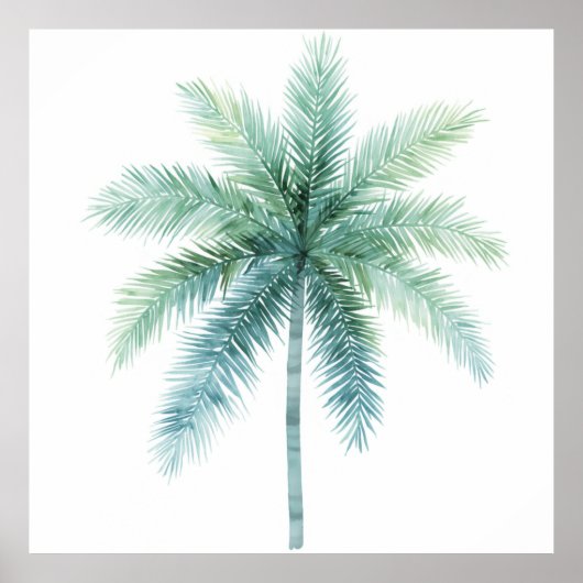 Turquoise Groene Palmboom Poster (Voorkant)
