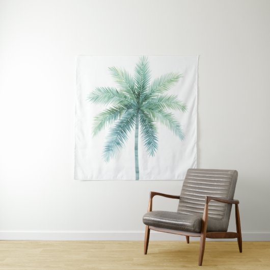 Turquoise Groene Palmboom Wandkleed (In situ)
