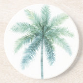Turquoise Groene Palmboom Zandsteen Onderzetter (Voorkant)