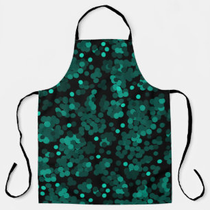 Turquoise groene polka stippenpatroon op zwart schort