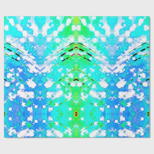 Turquoise & groene print inpakpapier (Vlak)