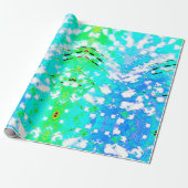 Turquoise & groene print inpakpapier (Uitgerold)