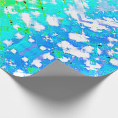 Turquoise & groene print inpakpapier (Hoek)
