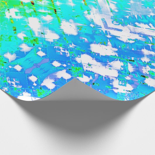 Turquoise & groene print inpakpapier (Hoek)