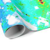 Turquoise & groene print inpakpapier (Rol Hoek)