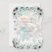 Turquoise Groene Quinceanera Jurk Bloem Butterfly Kaart (Achterkant)