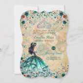 Turquoise Groene Quinceanera Jurk Bloem Butterfly Kaart (Voorkant)