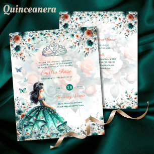 Turquoise Groene Quinceanera Jurk Bloemenvlinder
