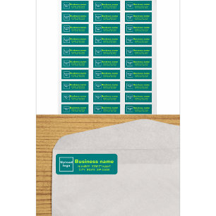 Turquoise groene retouradreslabels voor zakelijk g etiket