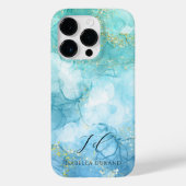 Turquoise Groene waterverf Glitter  Case-Mate iPhone Case (Achterkant)