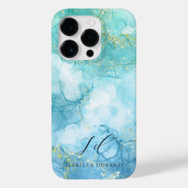 Turquoise Groene waterverf Glitter  Case-Mate iPhone 14 Pro Hoesje