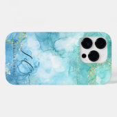 Turquoise Groene waterverf Glitter  Case-Mate iPhone Case (Achterkant (horizontaal))