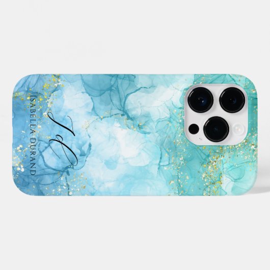 Turquoise Groene waterverf Glitter  Case-Mate iPhone Case (Achterkant (horizontaal))