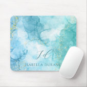 Turquoise Groene waterverf Glitter  Muismat (Met muis)