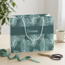 Turquoise Groene Waterverf Tropische Blad Monogram