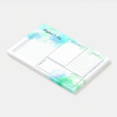 Turquoise Groene Waterverf Vlekken Dagelijkse Plan Post-it® Notes (Schuin)