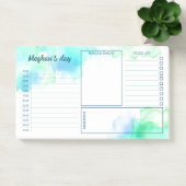 Turquoise Groene Waterverf Vlekken Dagelijkse Plan Post-it® Notes (Kantoor)