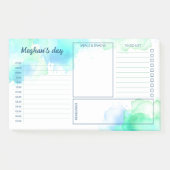 Turquoise Groene Waterverf Vlekken Dagelijkse Plan Post-it® Notes (Voorkant)