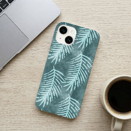 Turquoise groene waterverftechniek tropisch blad Case-Mate iPhone 14 hoesje