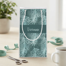 Turquoise groene waterverftechniek tropisch blad m klein cadeauzakje