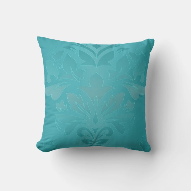 Turquoise Grunge Damask Kussen (Voorkant)