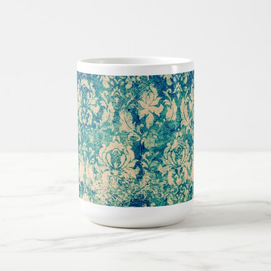 Turquoise Grunge  Damask Mok (Center)