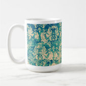 Turquoise Grunge  Damask Mok (Links)