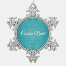 Turquoise  Grunge Damask Print