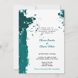 Turquoise Grunge - Join Marriage - Uitnodiging
