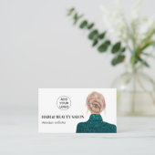 Turquoise haar beauty salon mode illustratie visitekaartje (Staand voorkant)