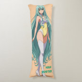 Turquoise Hair Anime Girl Lichaamskussen (Voorkant Verticaal)