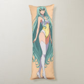 Turquoise Hair Anime Girl Lichaamskussen (Achterkant (Verticaal))