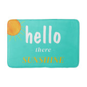 Turquoise Hallo daar Zonneschijn Typografie Badmat (Voorkant)