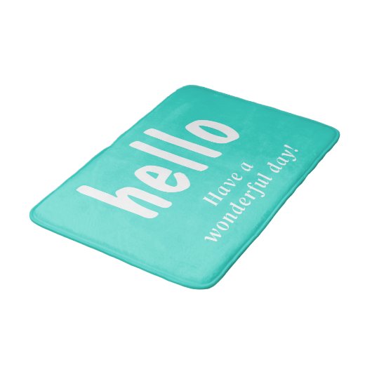 Turquoise Hallo Typografie  Badmat (Gekanteld)