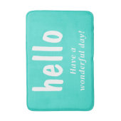 Turquoise Hallo Typografie  Badmat (Voorkant Verticaal)