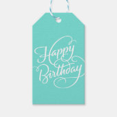 TURQUOISE HAPPY BIRTHDAY | GIFT-LABEL CADEAULABEL (Voorkant)